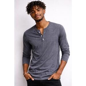 American Apparel Gray Henley Shirt Men’s Medium Long Sleeve